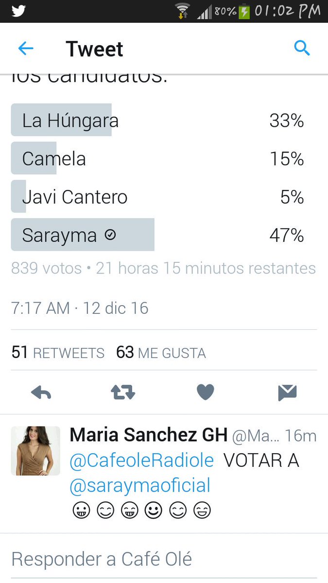 <a href="/MariasanchezzGH/">María Sánchez</a> <a href="/CafeoleRadiole/">Café Olé</a> <a href="/saraymaoficial/">Sarayma</a> va ganando un besito guapa