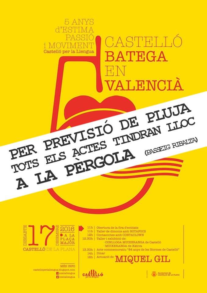 csxlallengua's tweet photo. Atenció! Per previsió de pluja tots els actes del #17D pels #84anysNormes es traslladen a La Pèrgola. Ens ajudeu amb RT? #bategaenvalencià https://t.co/0TVZFUTddS