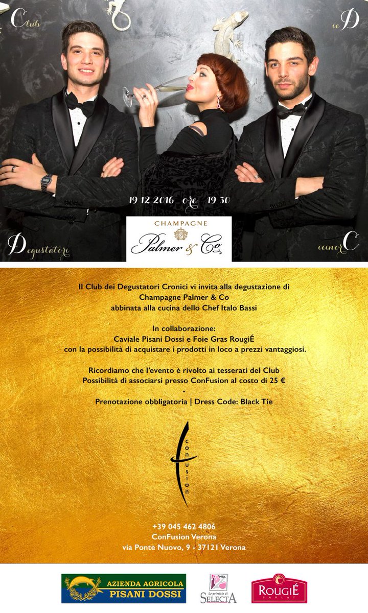 19dic: il #ClubdeiDegustatoriCronici vi aspetta con #Champagne Palmer&Co e la cucina dello #chef Italo Bassi. Prenotazione 0454624806.