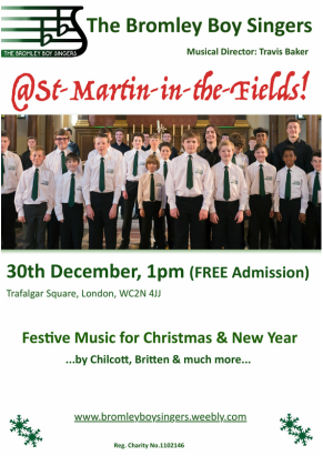 bbsingers's tweet photo. The amazing Bromley Boy Singers will be performing at St Martin's, Trafalgar Square for free at 1PM on Weds 30th December @smitf_london https://t.co/S1bDGzQEQF