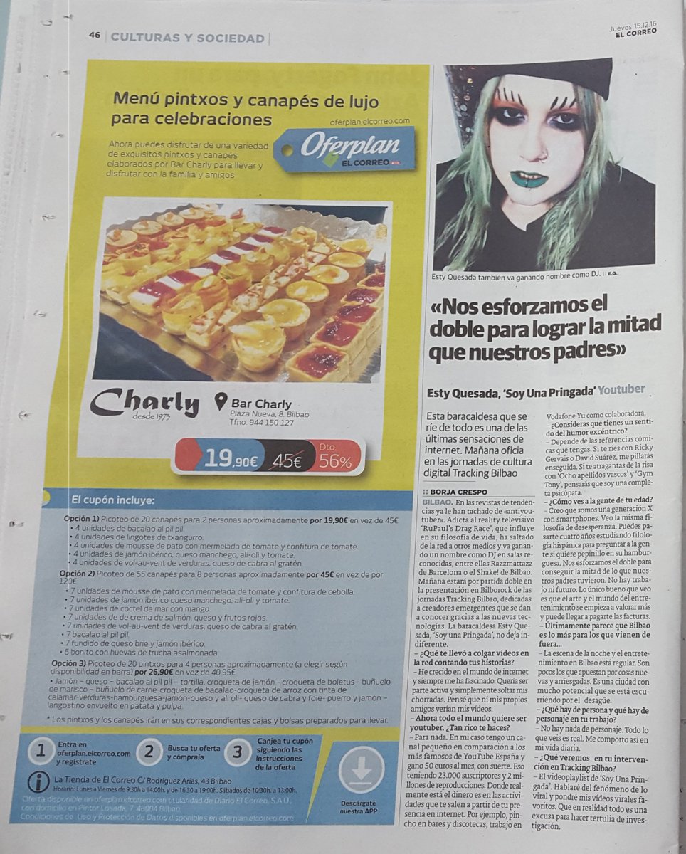 Tracking_Bilbao's tweet photo. Entrevista a @soyunapringada_ por @ElTioCreespy: @elcorreo_com
16 dic @Bilborockbilbao @LaRiberaBilbao #Pretracking4
https://t.co/KBEU8NUPJt https://t.co/HTpdvui3DA