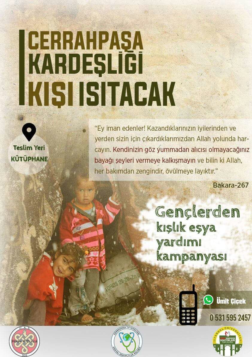 hekimatolyesi's tweet photo. "Cerrahpaşa kardeşliği kışı ısıtacak"

Kütüphanede kurulacak standda hepinizi bekliyor olacağız. https://t.co/fywiD6J0vx
