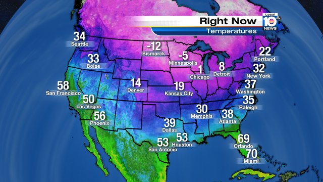 Good Morning, most of the nation waking up to frigid temperatures. SFLO is cooler this morning but still comfy. https://t.co/xdbwX44dlf