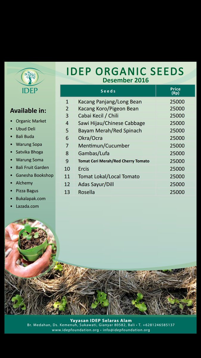 Organic Seeds only IDR 25k. Support our seeds Farmers <a href="/idepfoundation/">IDEP Selaras Alam</a>  #stopGMO #AgainstMonsanto #Permaculture #seedsaving #Bali #Indonesia