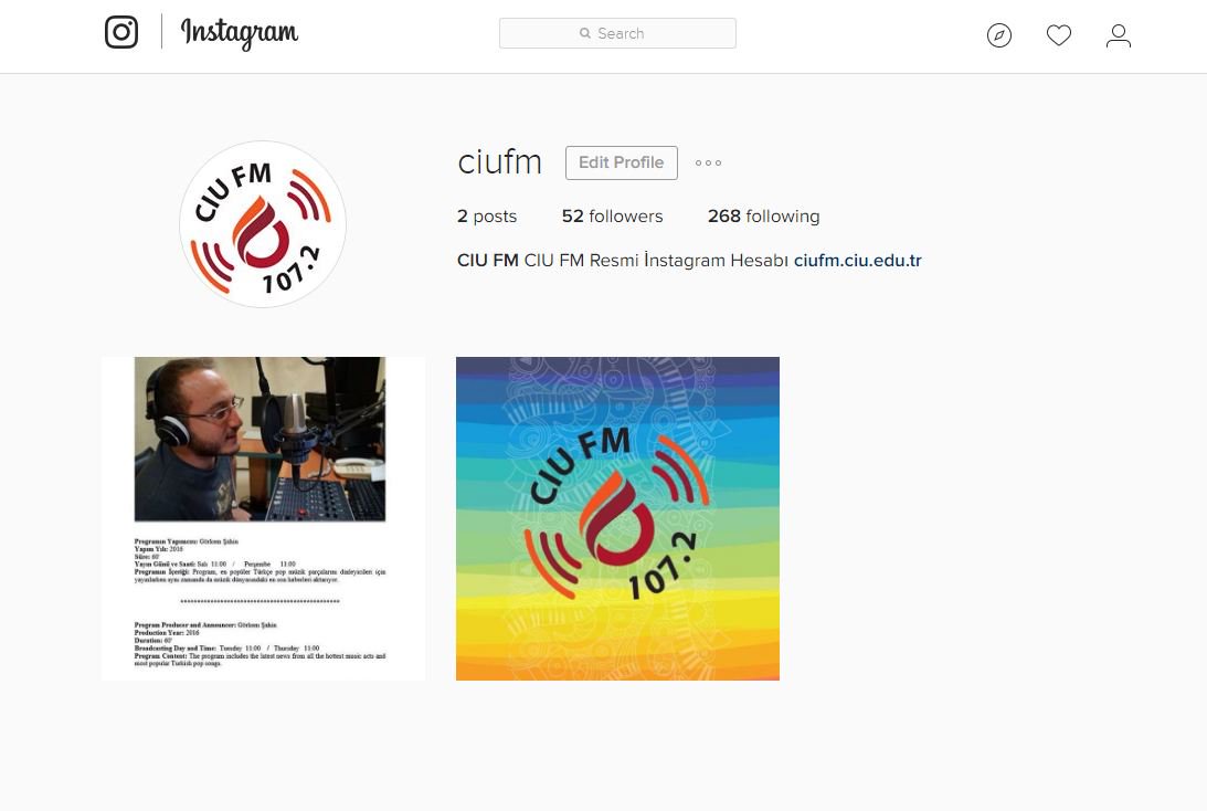 İnstagram sayfamızı takip etmeyi unutmayın. instagram.com/ciufm/