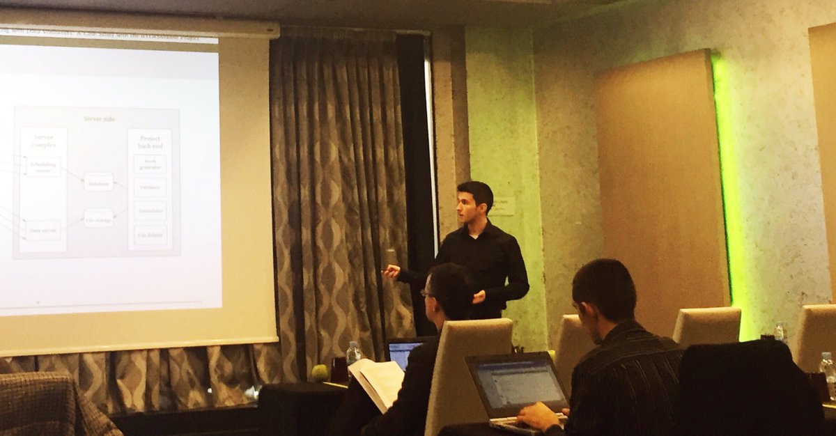 ica3pp2016's tweet photo. Saul Alonso-Monsalve presents "Improving the Performance of Volunteer Computing with Data Volunteers" #ica3pp2016 #iucc2016 #css2016 https://t.co/6RYudYeJ04