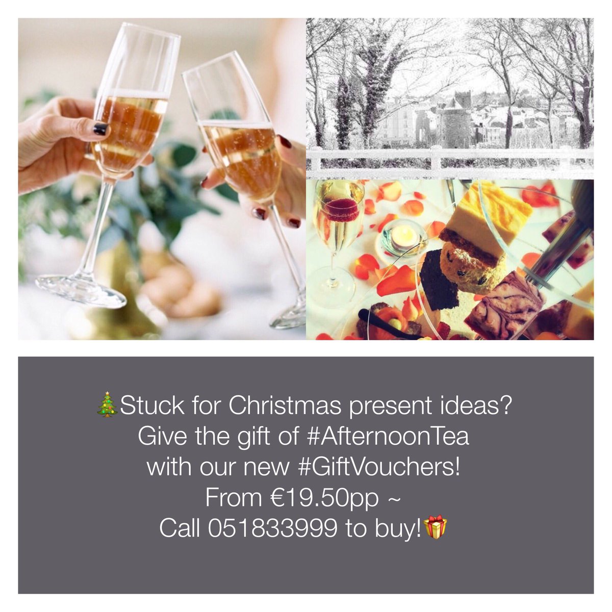 🎄Stuck for Christmas present ideas? Give the gift of #AfternoonTea From €19.50pp ~ call 051833999 to buy!🎁  #ManorHouseThursday