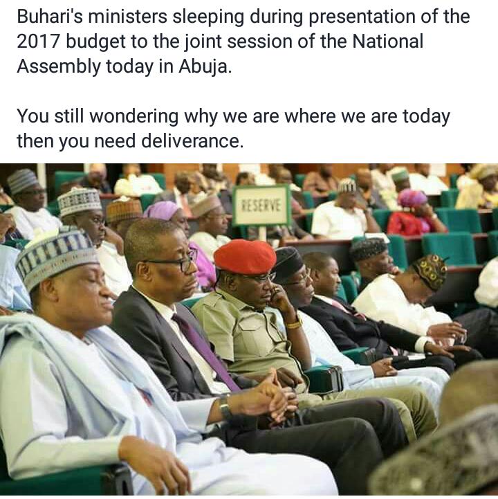 Are you wondering why Nigeria is doing Ziggy Zagga. Here are Buhari's ministers sleeping during Budget presentation at the <a href="/NGRSenate/">The Nigerian Senate</a>.