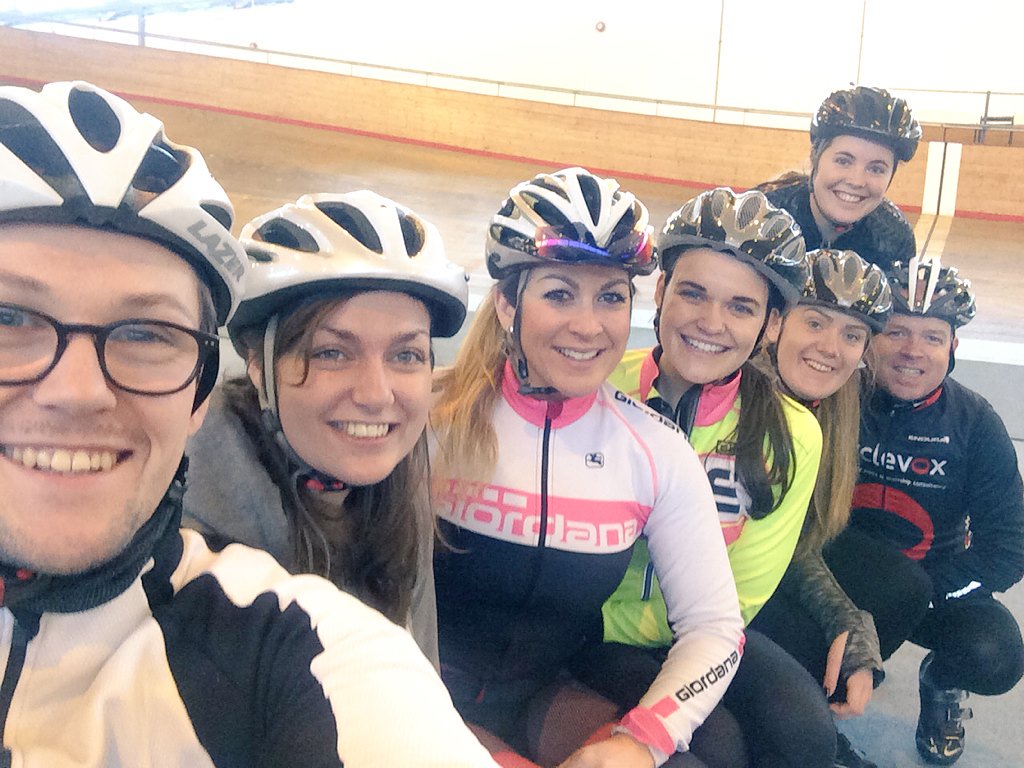 BeccaCharlton's tweet image. Starting the @cyclevox Christmas party early! @CalshotActs #velodrome #trackcycling