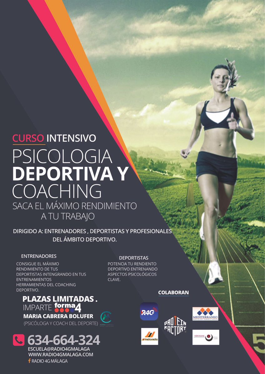 Forma4G's tweet image. Ya hay fecha para el Curso Intensivo de Psicología deportiva, imparte @mariapsicosport, 21 de enero! reserva plaza!