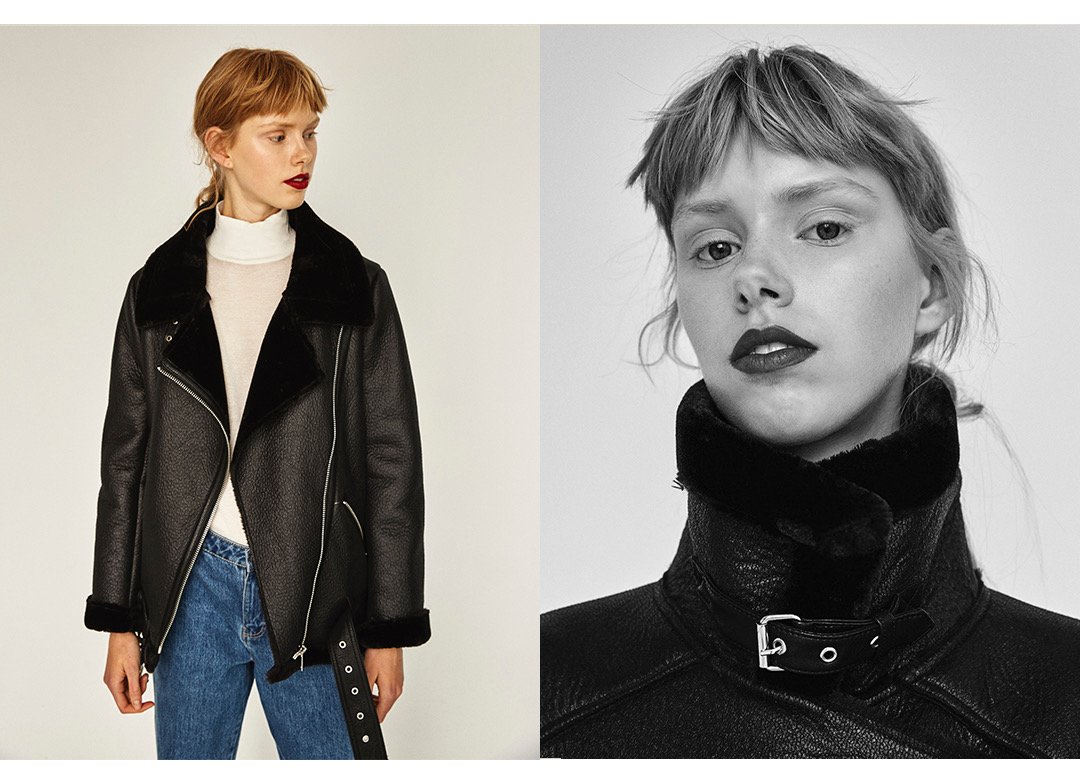 zara faux fur collar biker jacket