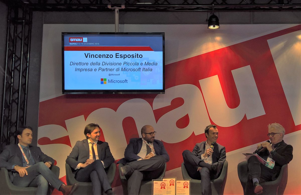 A Napoli <a href="/smaunotes/">SMAU</a> parliamo di innovazione e pmi nel cloud <a href="/Vincespo/">Vincenzo Esposito</a> #Office365 #Dynamics365 #Windows10 #Azure <a href="/gn3gn3/">Agnese Giordano</a> <a href="/AliceHeinzl/">Alice Heinzl</a>