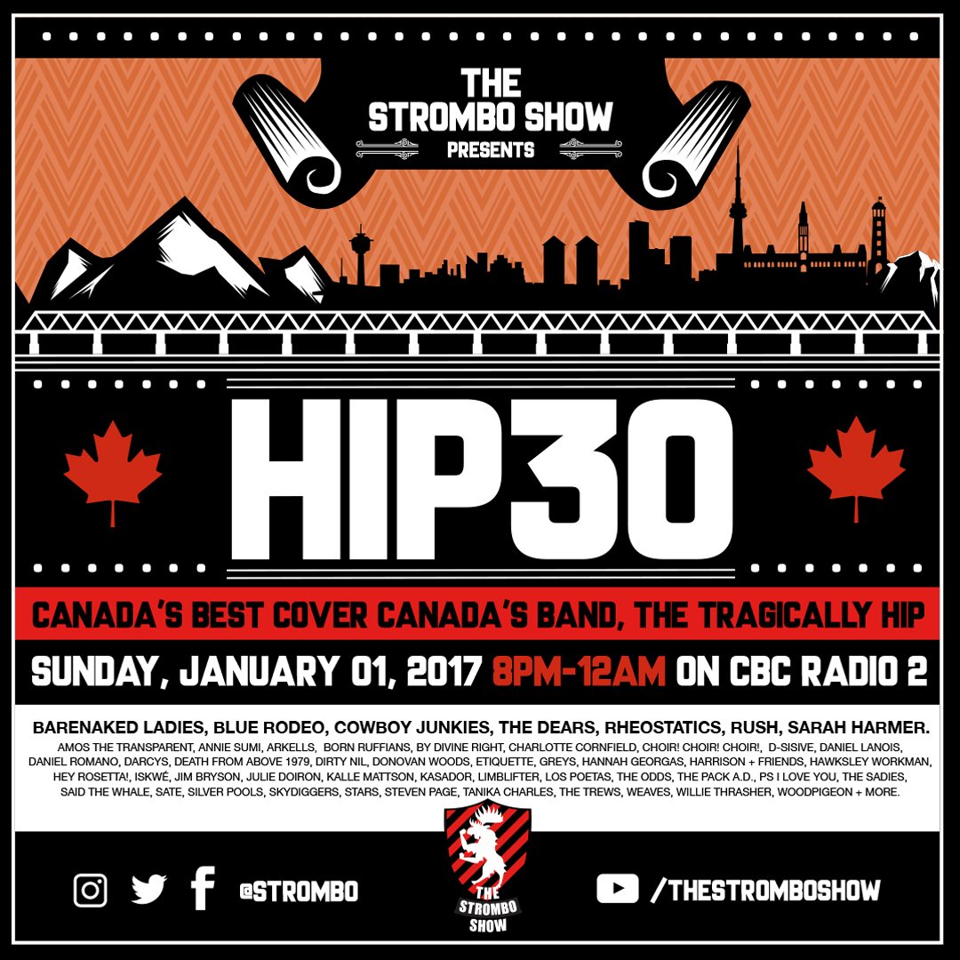 TheStromboShow's tweet image. Said The Whale, Sate, Silver Pools, Skydiggers, Stars, Steven Page, Tanika Charles, The Trews, Weaves, Willie Thrasher, Woodpigeon #TSSHip30