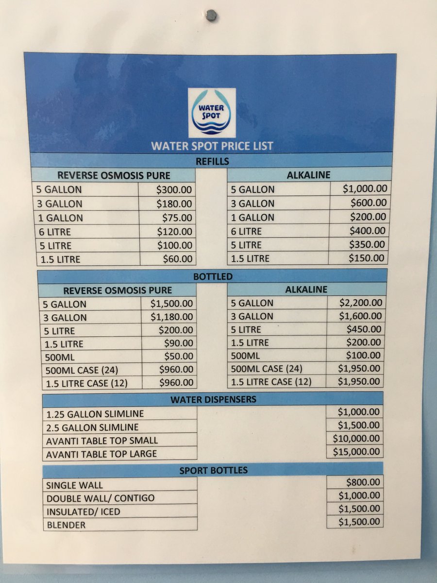 Check out our price list!

#waterspotja #hydrateyourself #hydrate4life #hydr8 #hydration #hydrate #hydrateforlife