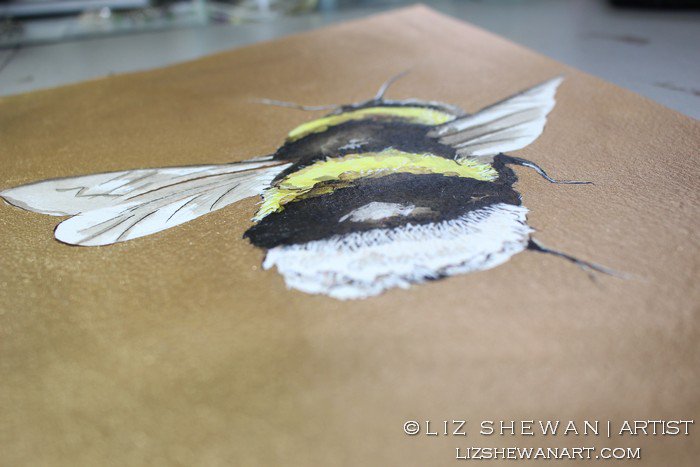 PsychicThursday's tweet photo. Check out ORIGINAL BEE PAINTING bees LIZ SHEWAN signed GOLD LEAF drawing SKETCH pen ink  https://t.co/VPhS7QDDPp via @eBay https://t.co/V1zw3nNnz8