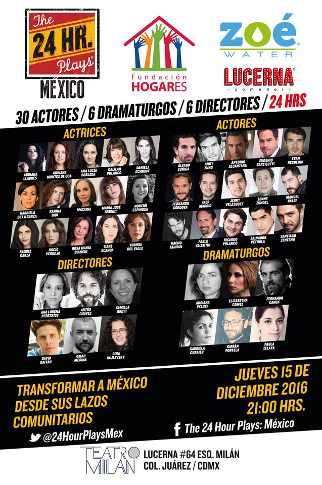 ¡Mucho éxito a todos los participantes del @24HourPlaysMex 2016!

Hoy a las 9pm transformarán <a href="/FundHogares/">FUNDACIÓN HOGARES I.A.P</a> desde el <a href="/teatro_milan/">Teatro Milán</a>