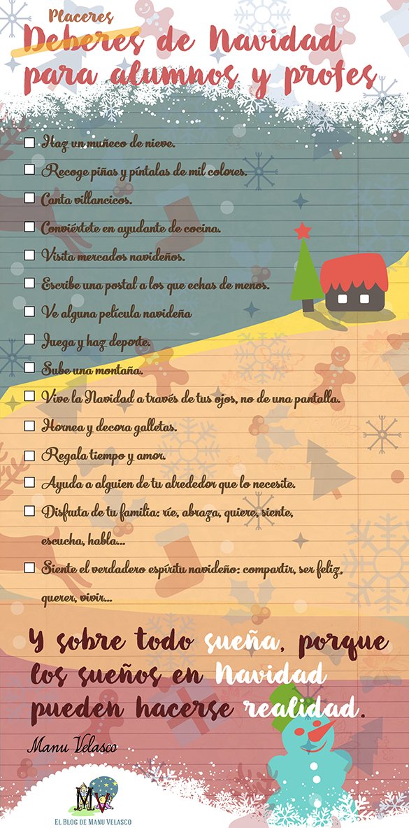 Manu___Velasco's tweet photo. Nuevos post: "Placeres de Navidad para alumnos y profes". https://t.co/SLdykhw1Vi #Educación #Navidad https://t.co/9WIreccAjK