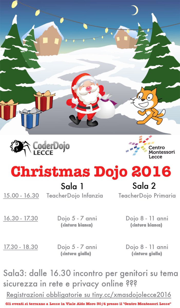 CoderDojoLe's tweet image. pronti per le prenotazioni del xmasdojo? viaaaa tiny.cc/xmasdojolecce2…