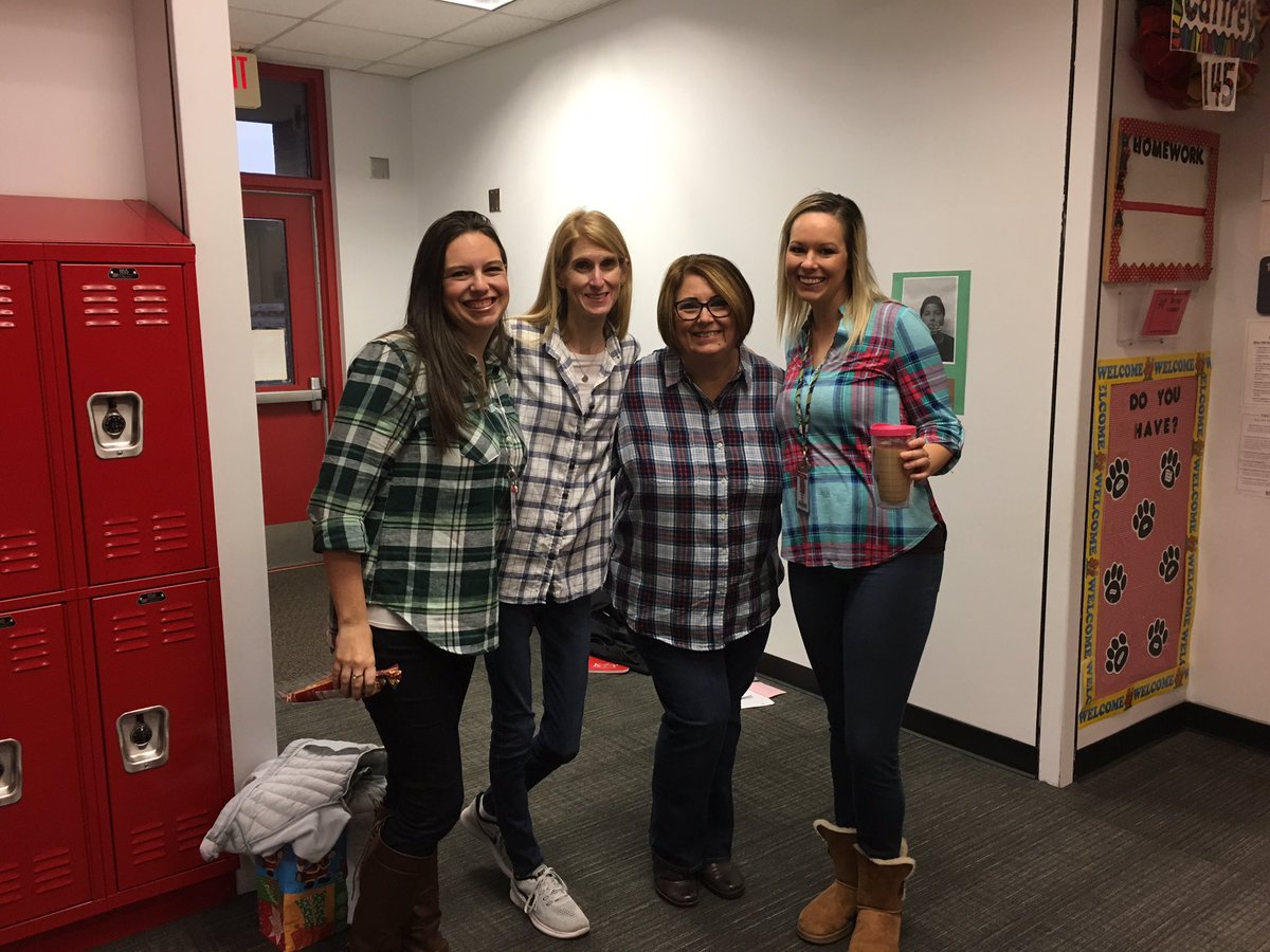 ShellyRoyster1's tweet photo. "Make sure you are warm and cozy" KJH flannel shirt theme day!  @Becca_Caffrey @KRMitchell31 @DrSonnyMouton #kjhpride #6thgrademathrocks https://t.co/JyUxiZZncC