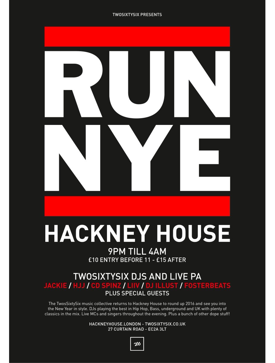 hackneyhouseuk's tweet photo. @twosixtysix return to #hackneyhouse for #RUNNYE brining in 2017 tickets now available from ยฃ10 at https://t.co/C1tvSx8IyX #nye #party #bar https://t.co/WrjPAVyj9G