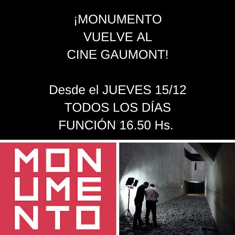Monumento_Docu's tweet photo. Monumento vuelve a @espaciosincaa #CineGaumont desde hoy a las 16.50 Hs. con función todos los días!! #monumentodocu #cine #documental https://t.co/MdYtzT4QPf