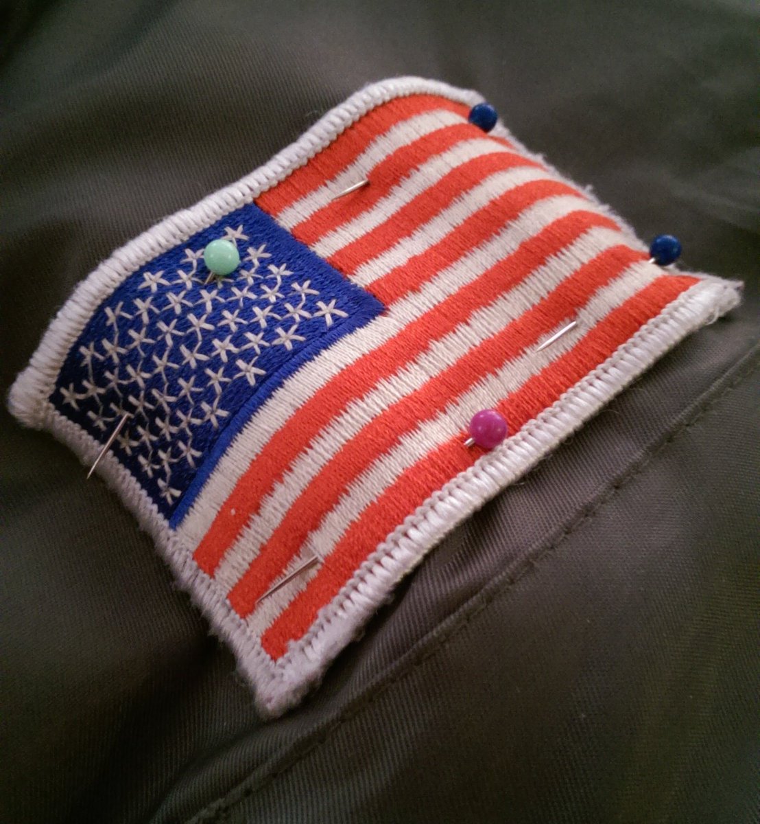 xtinalloyd's tweet photo. He's sleeping, I'm sucking down coffee & sewing a patch onto His jacket... #GoodGirlProblems https://t.co/tMjV62A7y5