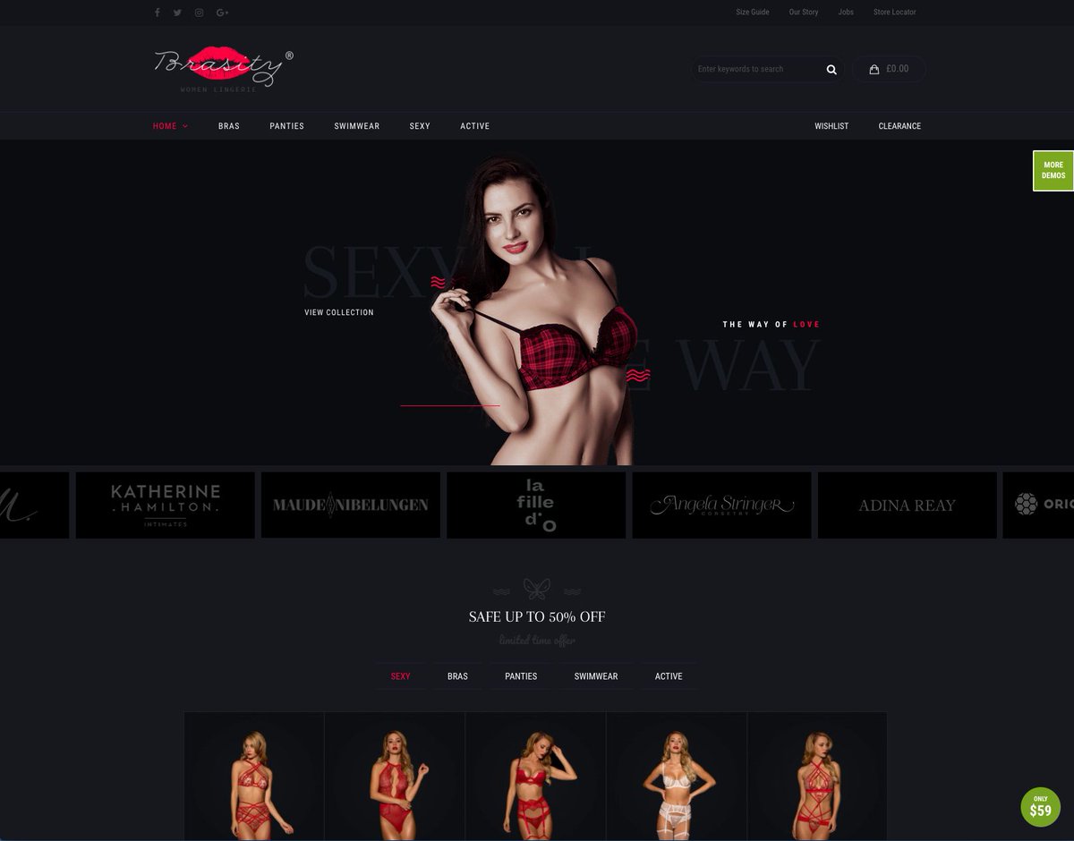 WooRockets's tweet photo. Brasity – Sexy Lingerie Online Shop – Niche #22 incuded in Nitro WooCommerce theme  https://t.co/0dfwhl23hq https://t.co/JPNV6tOWhX