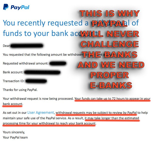 rcarca's tweet image. This is why #PayPal will never beat the banks at their own game. Time for a proper e-challenger!