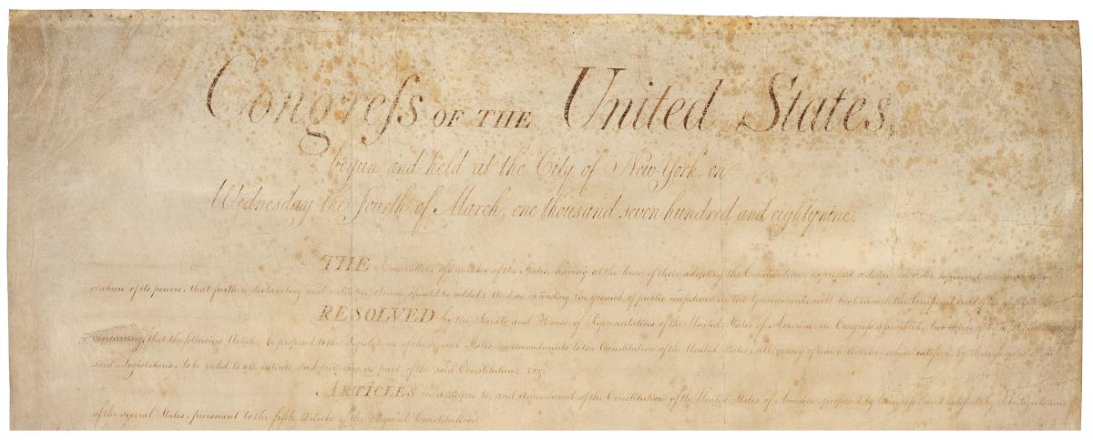 USNatArchives's tweet photo. What does the #BillOfRights say? Read the transcript: https://t.co/CoW3gUpN9K #BillOfRights225 https://t.co/ZAkCr1GDtj