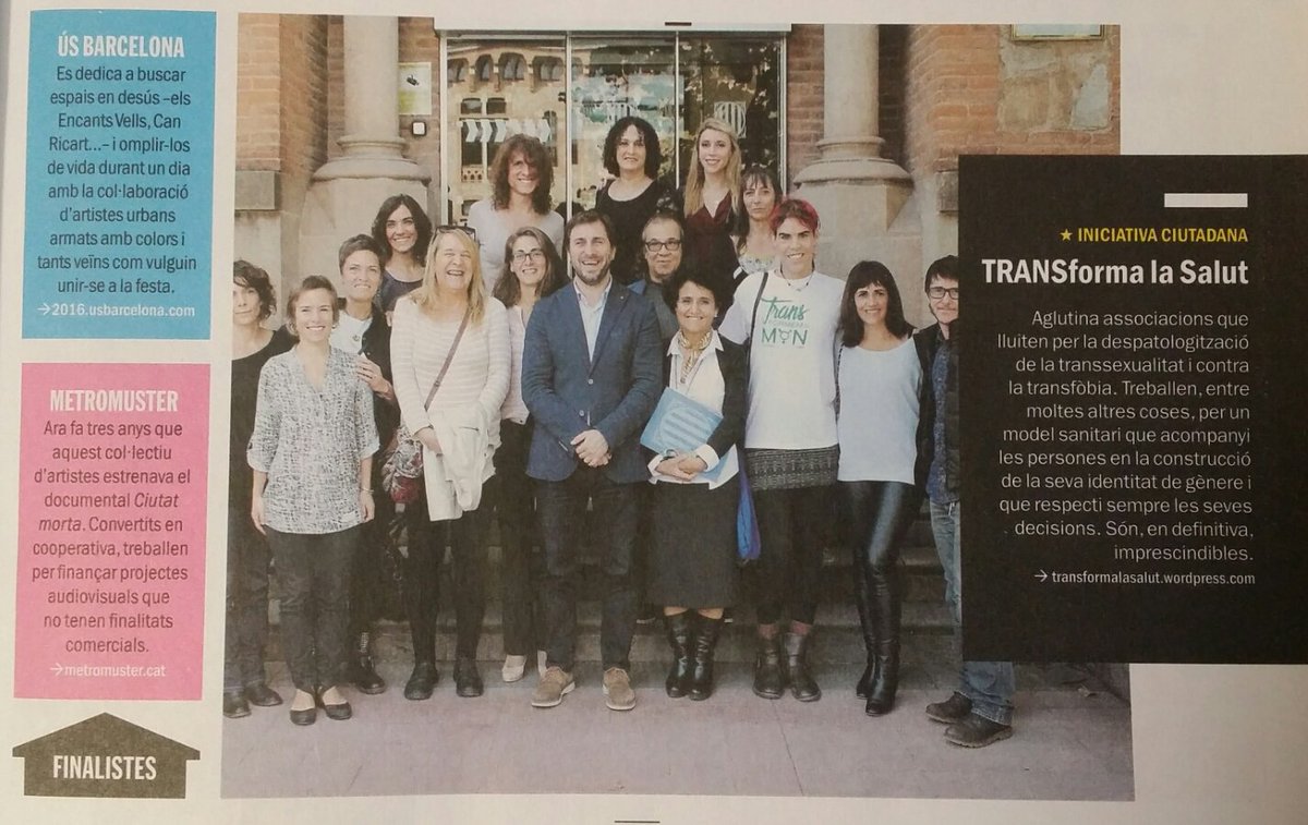 TRANSformaSalut's tweet photo. Moltes gràcies xl premi a millor iniciativa ciutadana @TimeOutBCN! per un #NouModelTrans #trans #PremisTimeOut2016 https://t.co/b5ygoZi9vS