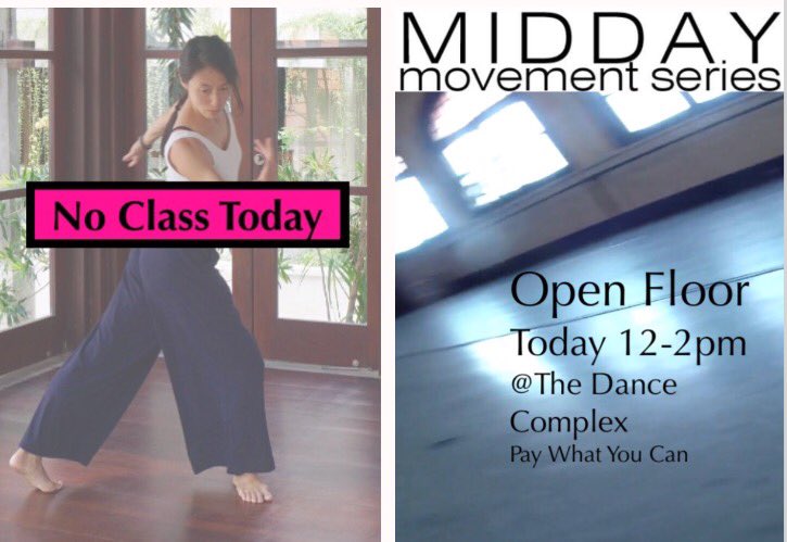 Irene Hsi's #middaymovement class is canceled BUT the space is open for play, pay-what-you-can! #bostondance #bosdance #colddaydancing