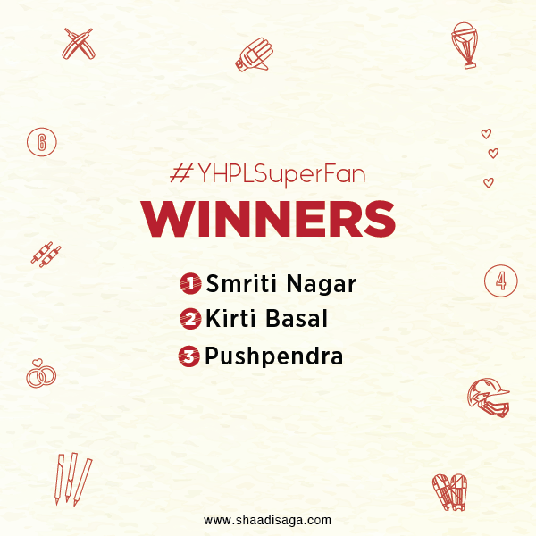 ShaadiSaga's tweet photo. Here are the winners of the #YHPLSuperFan contest! Congratulations to the winners :) #ContestAlert https://t.co/lWzINRdAHx