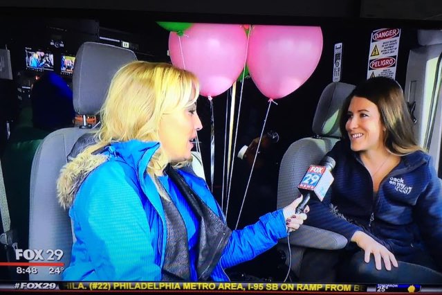 Catsleigh's tweet image. Best way to start the day...surprising @rebthebarber live on @FOX29philly w/ @JennFredFOX29 to say THANKS for her work w/ @BoMFPhilly 🎉🎈