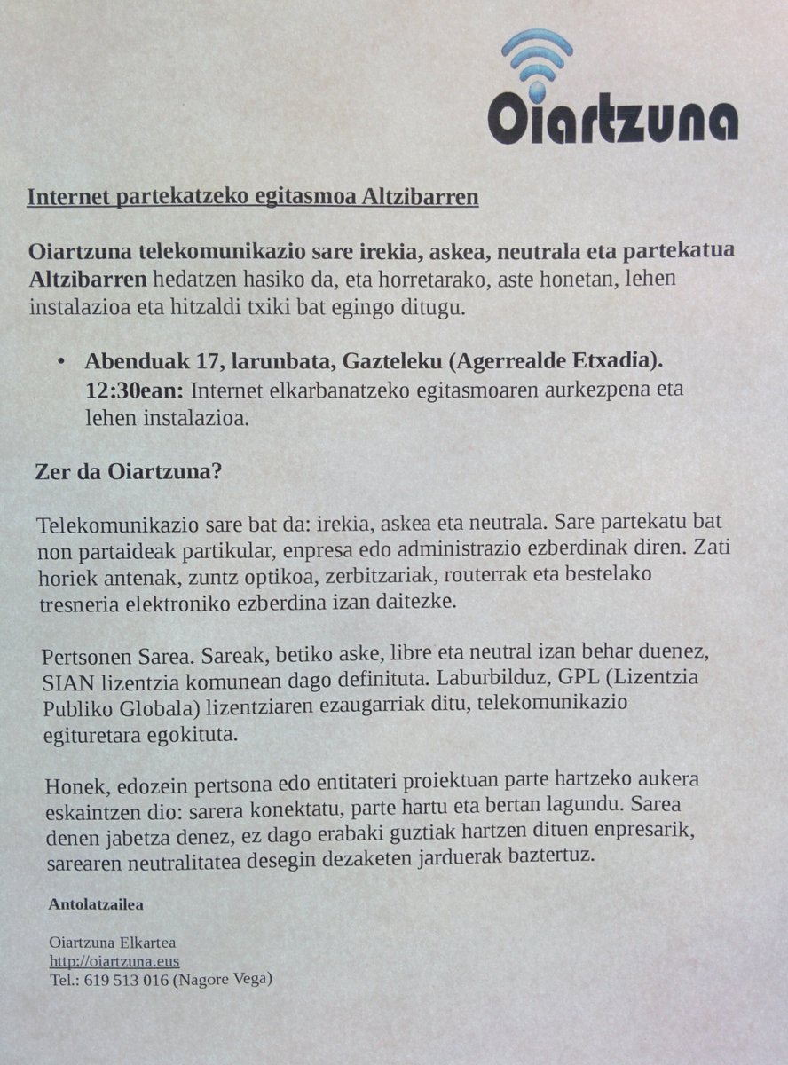 Herri osoko proiektua martxan jarri bitartean, larunbat honetan (17) lehen probak egiten hasiko gara Altzibarren: 12:30 Gaztelekun. Animatu!
