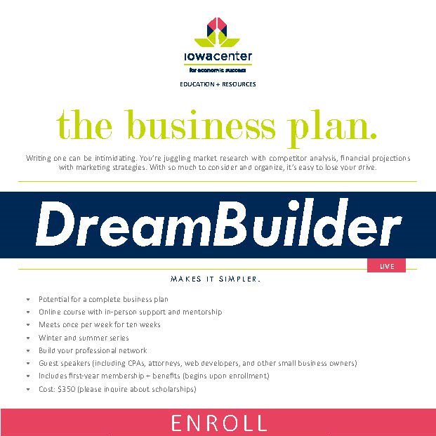 TheIowaCenter's tweet photo. 5 SPOTS LEFT! Join us January 9, 2017 to write your business plan. Register + submit application here: https://t.co/t0dnbT4s8R https://t.co/Bmg1NzuIIU