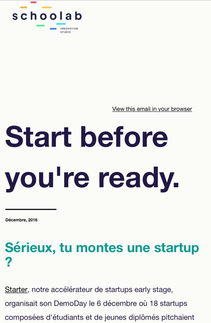 <a href="/TheSchooLab/">TheSchoolab</a> recrute sa nouvelle promo de #Startup !
Postulez avant le 15/01, pour accéder à des mentors de choix ;)
us3.campaign-archive1.com/?u=21213242ec1…