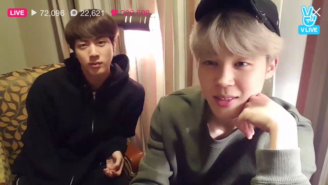BTS_National's tweet photo. [V LIVE] BTS LIVE : Eat Jin + chimchim (https://t.co/iZSObj0TGY) #방탄소년단 #잇진 #침침 #꾹이 https://t.co/VRnTIBw9cI