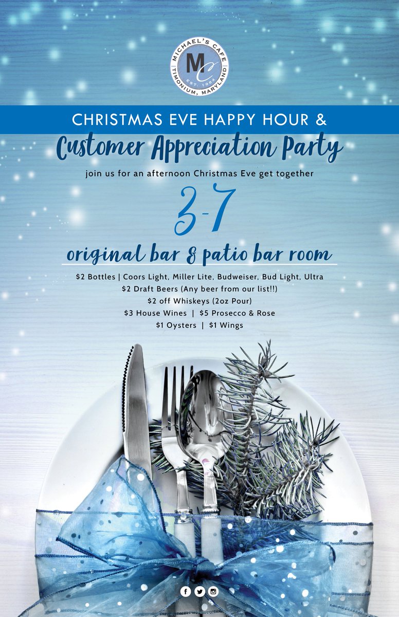 Join us for a little Christmas Eve get together!  #michaelscafe #xmaseve #customerappreciation #christmasparty