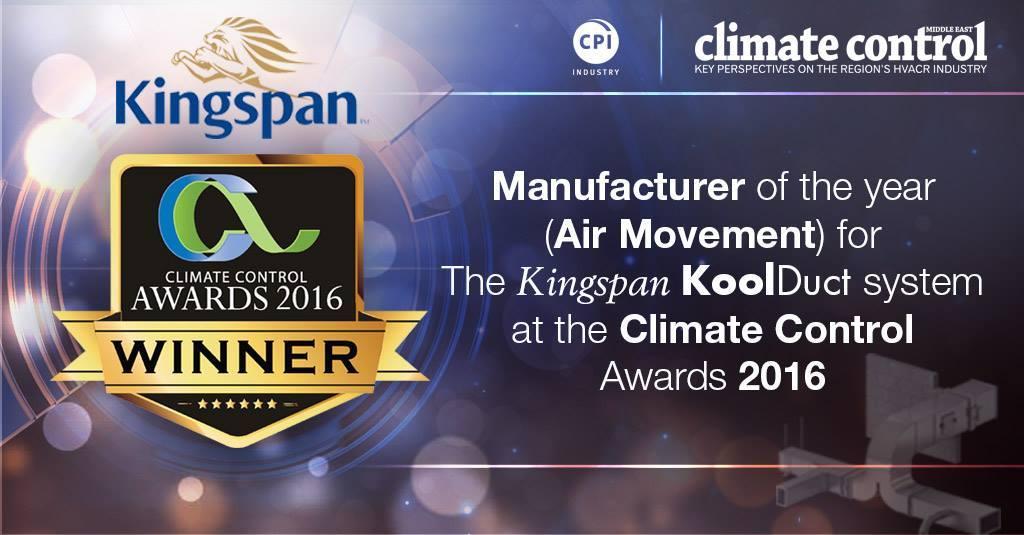 KoolAirAZ's tweet image. Kingspan Insulation has won Manufacturer of the Year at Climate Control Middle East's 2016 Awards. #Tucson #Koolduct #preinsulatedductwork