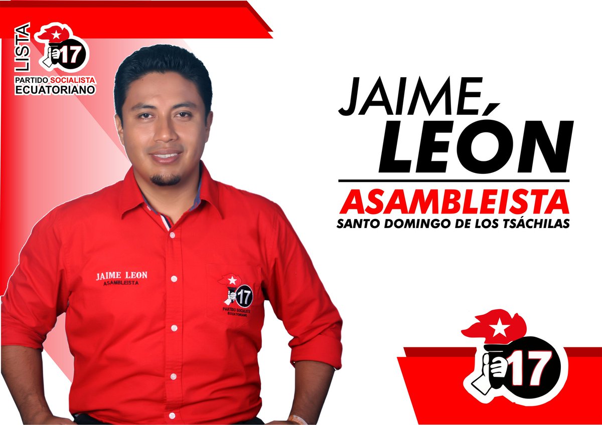 jcecuadorCC's tweet photo. Jaime León sec. gral. de @jcecuadorCC candidato #AsambleaNacional por la provincia Tsáchilas por el PSE Listas 17 #Elecciones2017 @unidosec https://t.co/zr7e78g9uJ