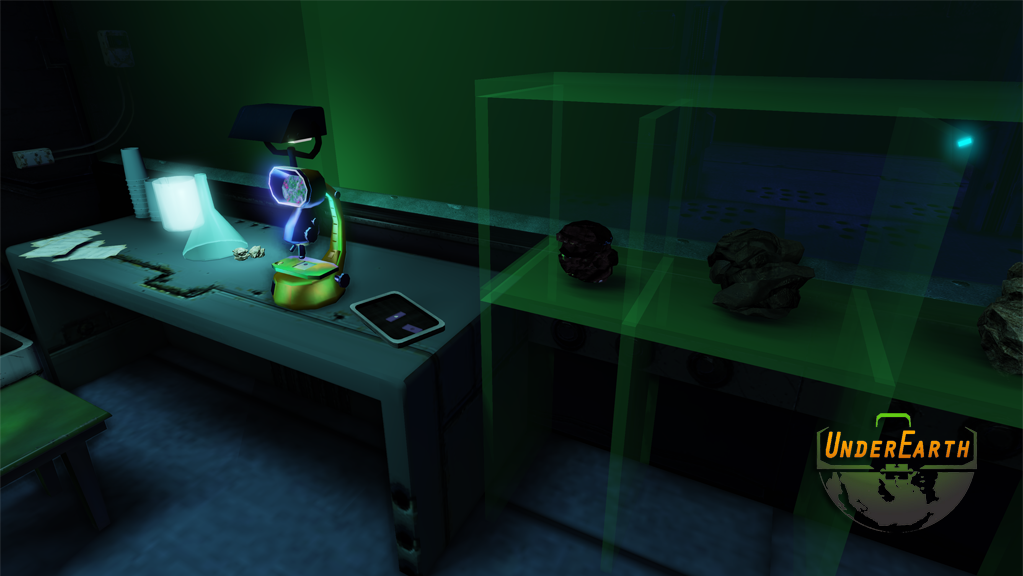 CrackerJGames's tweet photo. Lab seems orderly but what's under that microscope? Just one small step for #UnderEarth gamers, one giant leap f/ #serialpuzzlers #indiegame https://t.co/yhEWZEGgVQ