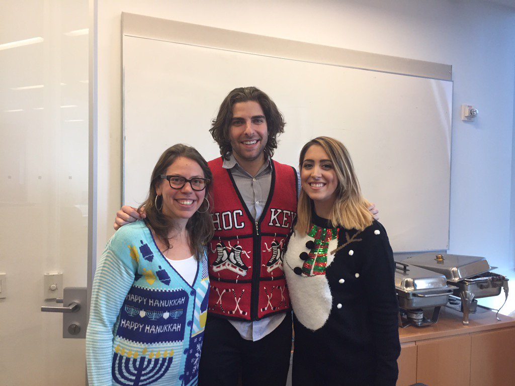 Core_Audience's tweet photo. WINNERS! Carly takes the #festive prize, with Rachel as runner-up and Dave as champion for #uglysweater prize 🏆🎅🏼 https://t.co/ui2NAGI7jM