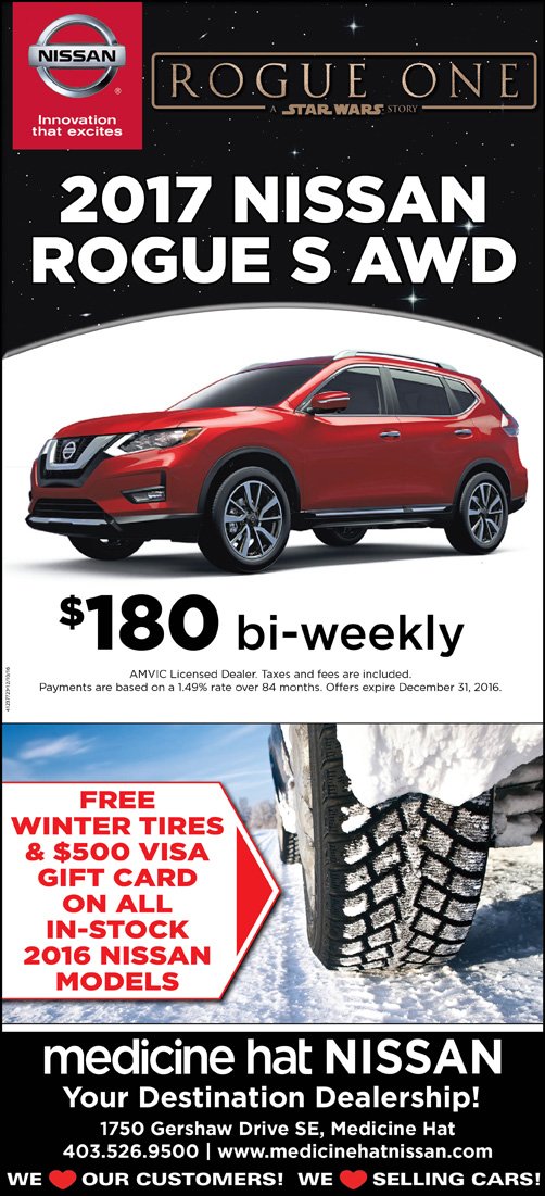 Let the force be with you always! December is the perfect time to take home a new Nissan Rogue from <a href="/MedHatNissan/">Medicine Hat Nissan</a>. #RogueOne