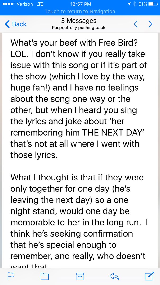 OwenBenjamin's tweet photo. What started as one random riff in this #wdtl has become a controversy about the song freebird https://t.co/ftzOVTdBxZ https://t.co/ZCG09BeIdU