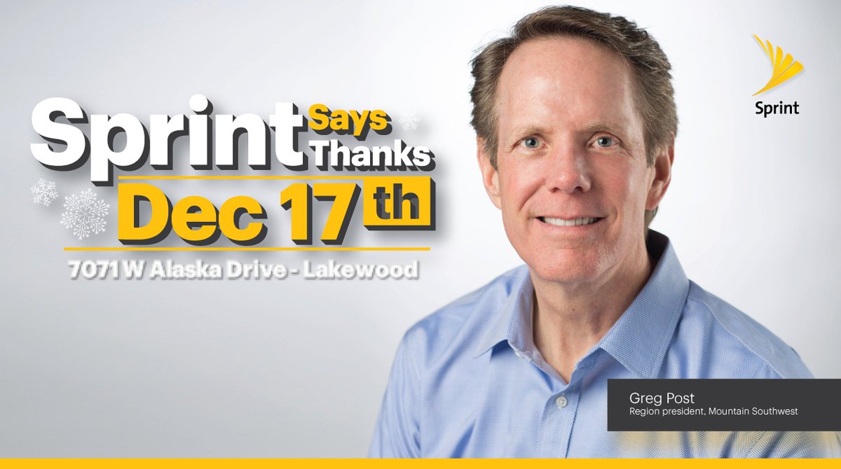 Our final 2016 #SprintSaysThanks event is Saturday! I'll be out working to help you get the best deals in wireless @Sprint!  #SwitchToSprint
