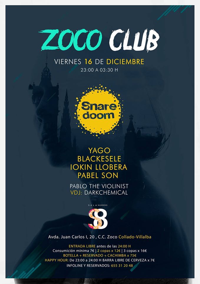 SalaNumero8's tweet photo. Para mañana tenemos preparada una fiesta por todo lo alto con Snare Doom y Zoco Club con la mejor #MusicaElectronica a partir de las 23h https://t.co/u6O33uYtE1