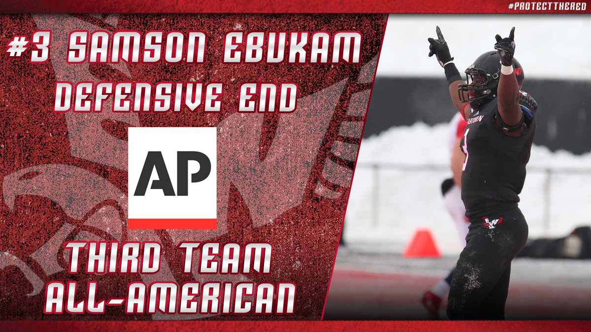EWUFootball's tweet photo. Congrats to Samson Ebukam on being named an @AP @NCAA_FCS Third Team All-American! #ProtectTheRed https://t.co/clGPufTC6s