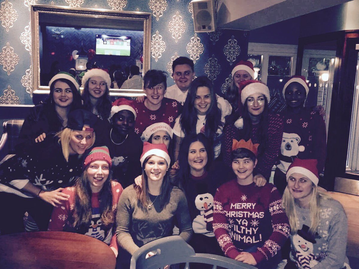 UCLanWFC's tweet photo. We had a great night at our Christmas meal and social last night! Thanks @Yates_Preston and @PopWorldPreston 👍🏻🎉🎄🎅🏼⚽️⚽️ https://t.co/o9zCfE9ACF