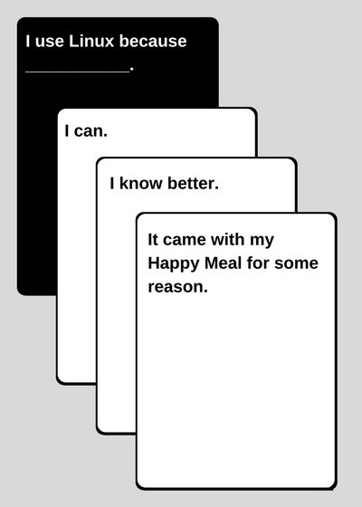 zend's tweet image. As if it needs any justification #CardsAgainstCode

#Linux #programming #software