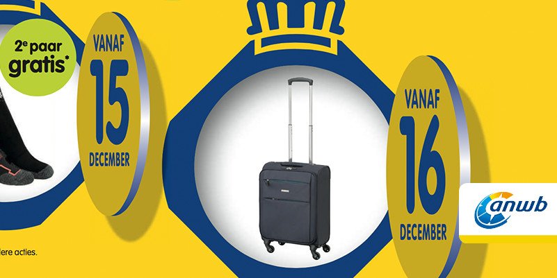 Vanaf vrijdag 16 december: Koffer. Geschikt als handbagage. 2 kilo, 53 x 37 x 20 cm. Lichtgewicht. webwinkel.anwb.nl/webwinkel/?utm…